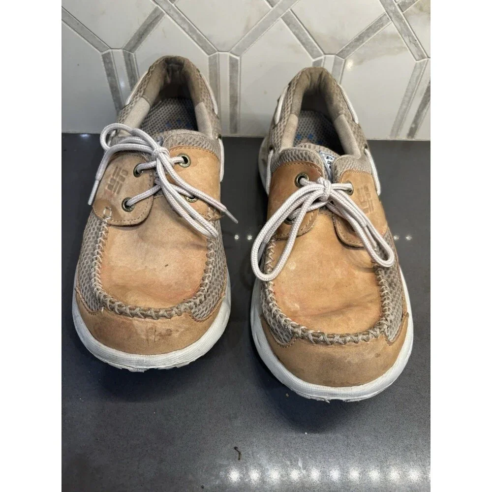 Columbia PFG Boatdrainer Men's 8.5 Beige Blood 'N Guts Techlite Shoes BM2611-265